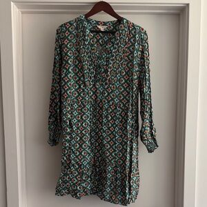 Terra & Sky Teal and Orange Long Sleeve Dress
